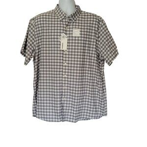 Sonoma Performance Shirt Mens 2XL Gray Plaid Short Sleeve Stretch Button Up Wick